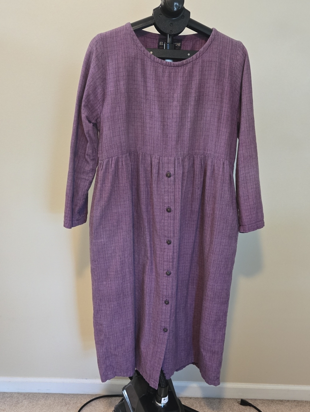 Casual Purple Long-Sleeve Button Front Dress